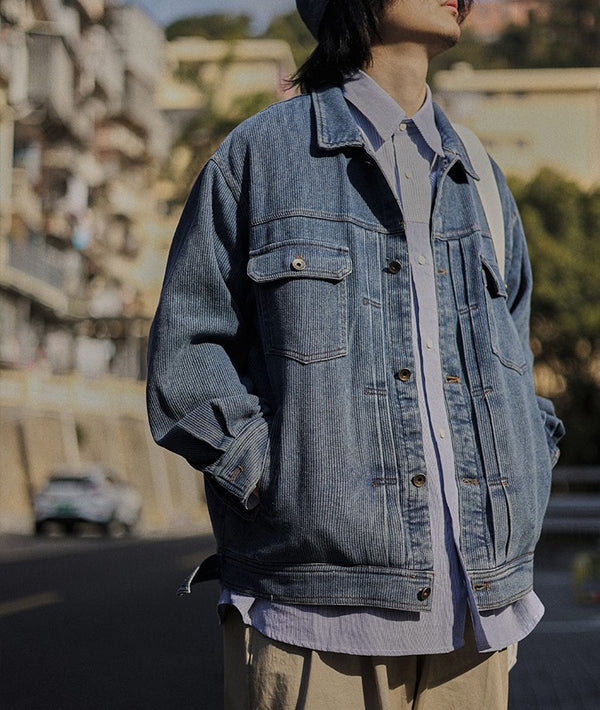 Washed striped denim jacket [IR703]