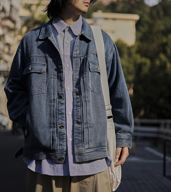 Washed striped denim jacket [IR703]