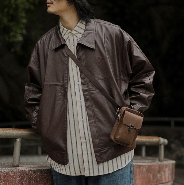 Short leather jacket [IR711]