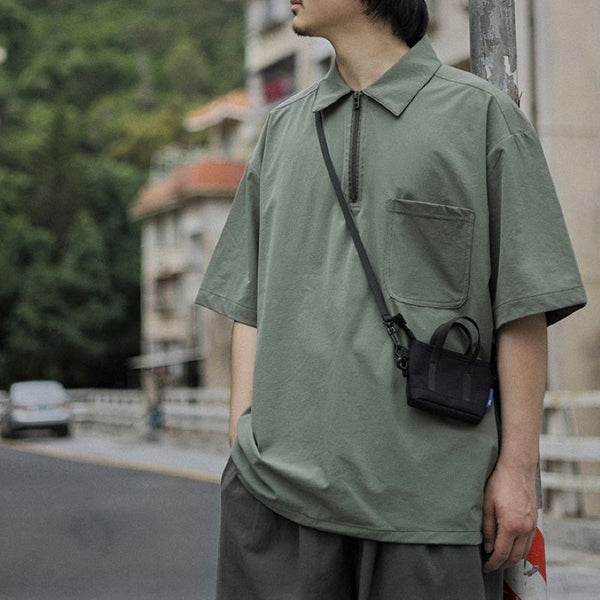 One pocket zip polo shirt [IR538]