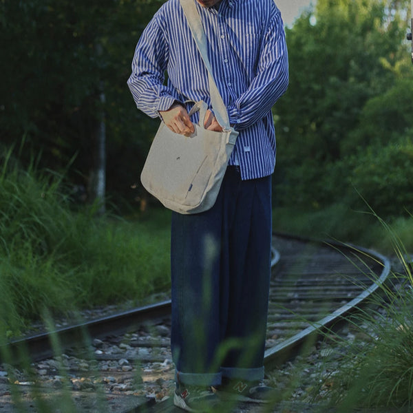 IRUMDROOM／Casual Striped Shirt／blue／light blue