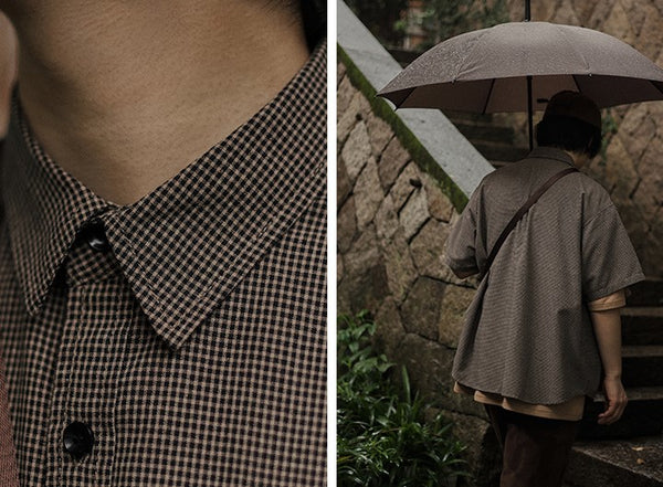 Gingham check one pocket shirt [IR519]