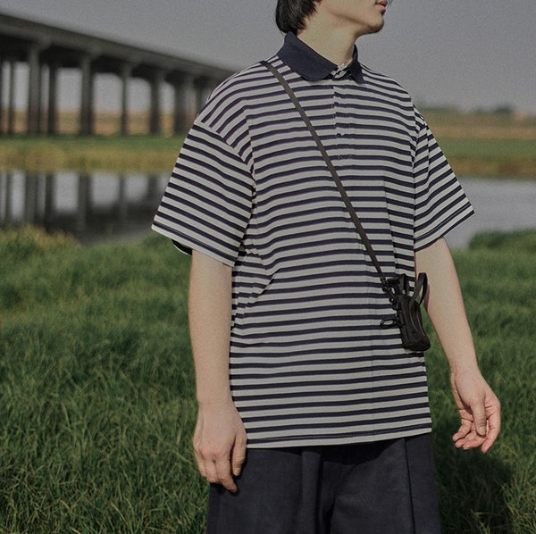 Border loose casual polo shirt [IR508]