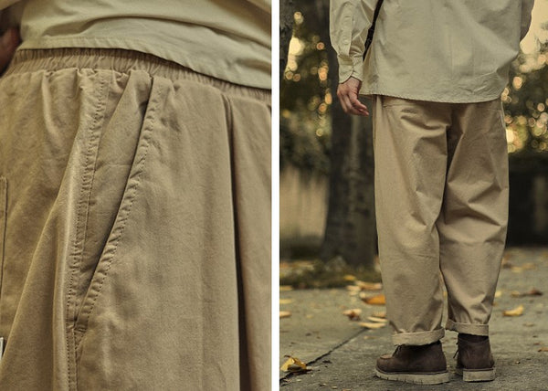 Wide tapered long pants [IR595]