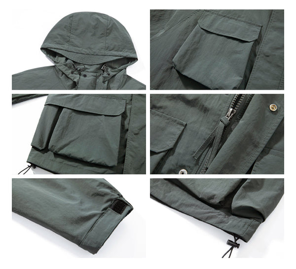 Multi-pocket hooded jacket [IR328]