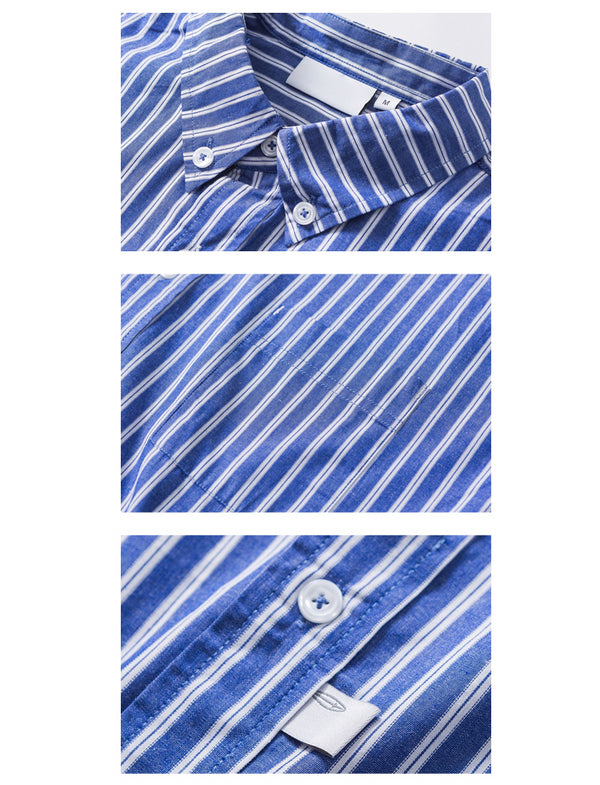 IRUMDROOM／Casual Striped Shirt／blue／light blue