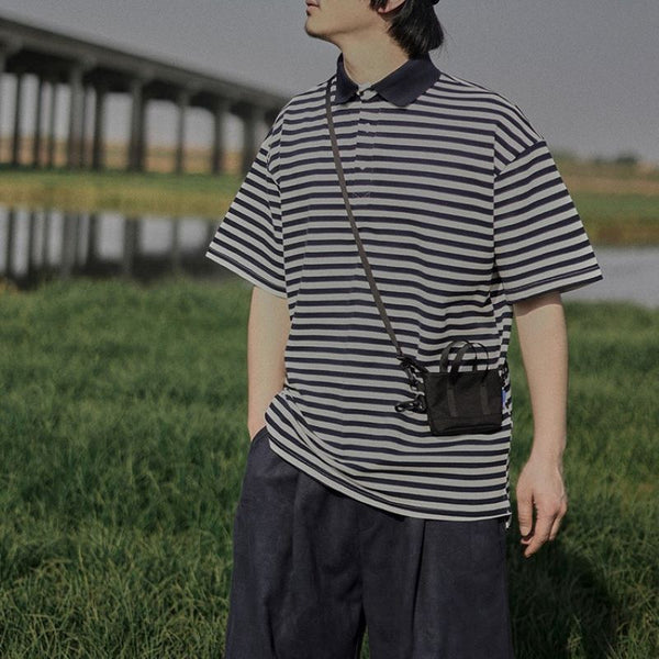 Border loose casual polo shirt [IR508]