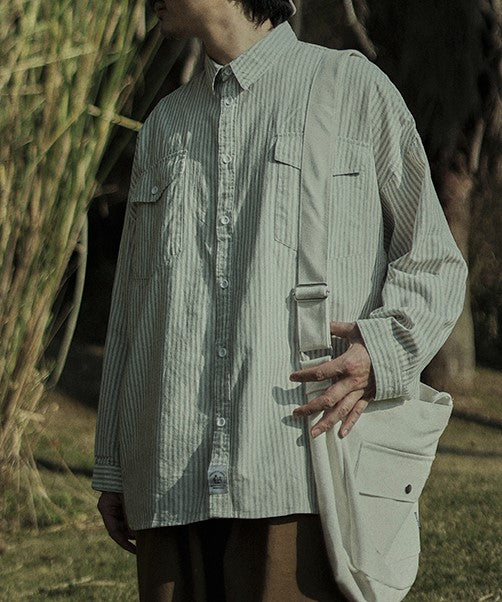 Double pocket striped shirt [IR430]