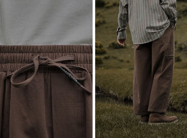 Washed wide leg casual pants [IR581]