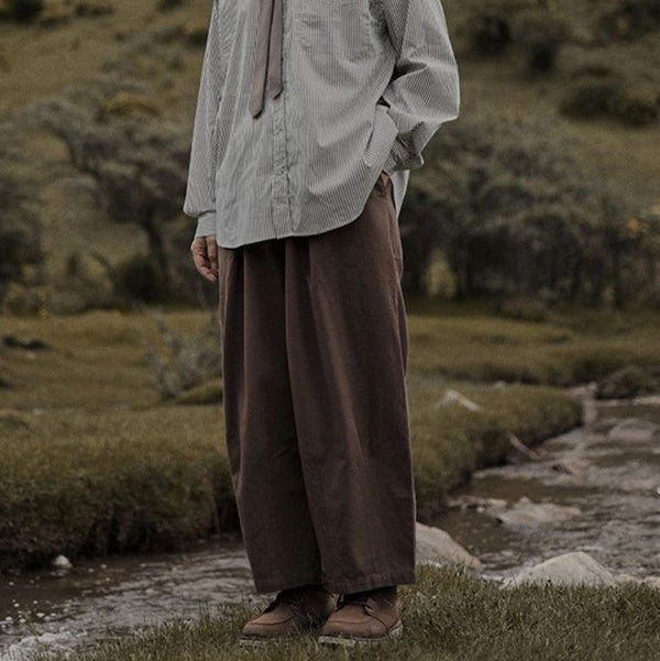 Washed wide leg casual pants [IR581]