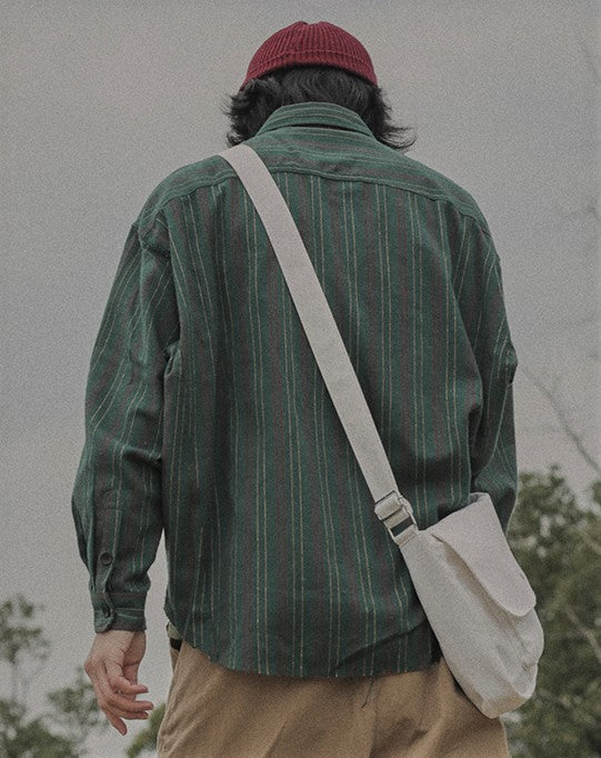 Retro green striped shirt [IR375]