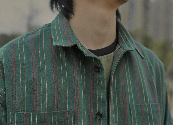 Retro green striped shirt [IR375]