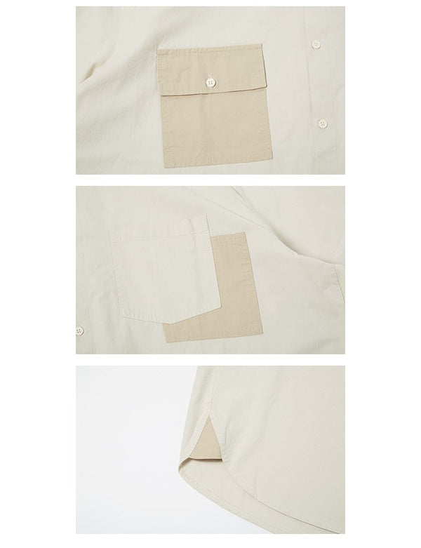 Asymmetric pocket short sleeve shirt [IR272]