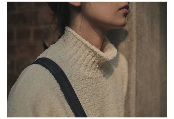 IRUMDROOM／High Neck Sweater／warm white／brown