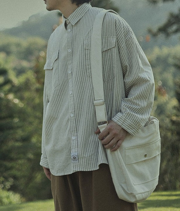 Double pocket striped shirt [IR430]