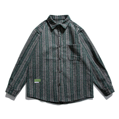 Loose warm pattern shirt [IR390]