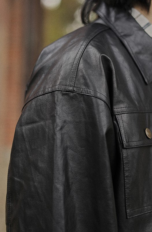 Casual leather zip jacket [IR696]