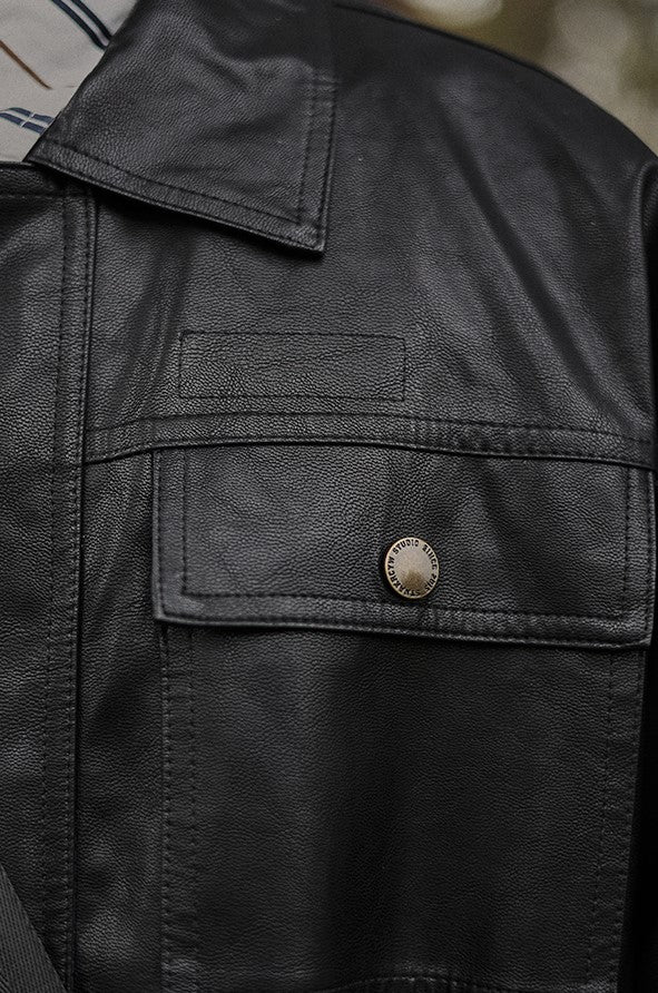 Casual leather zip jacket [IR696]