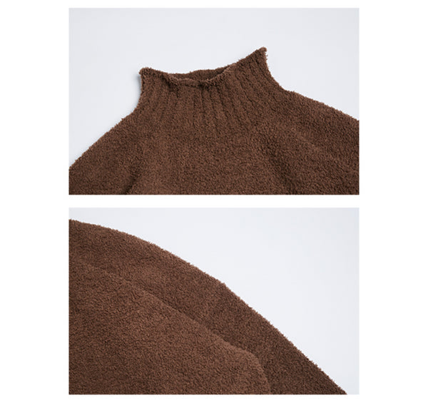 IRUMDROOM／High Neck Sweater／warm white／brown