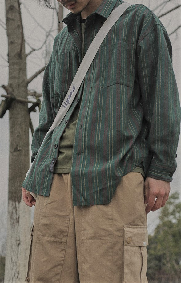 Retro green striped shirt [IR375]