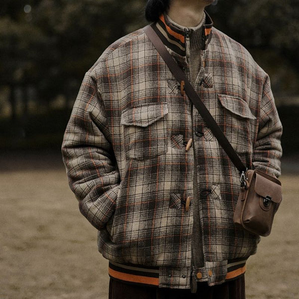 Stand collar check jacket [IR661]