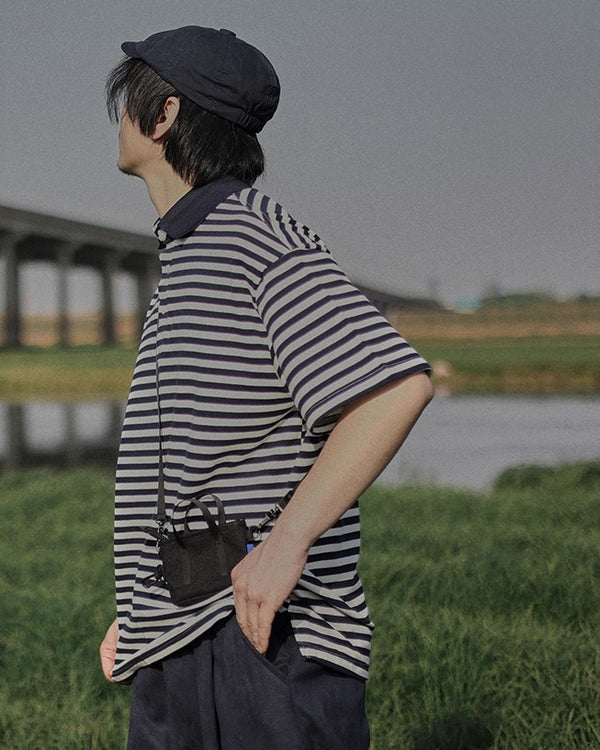 Border loose casual polo shirt [IR508]