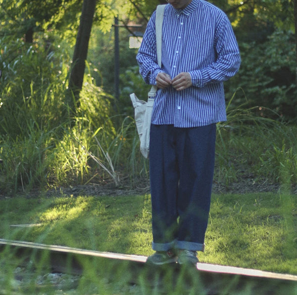 IRUMDROOM／Casual Striped Shirt／blue／light blue