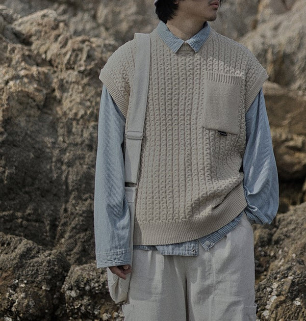 Pocket knit vest [IR311]