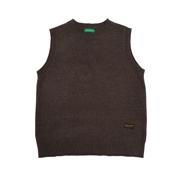 IRUMDROOM／Round Neck Knit Vest／brown