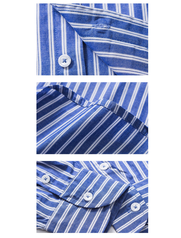 IRUMDROOM／Casual Striped Shirt／blue／light blue