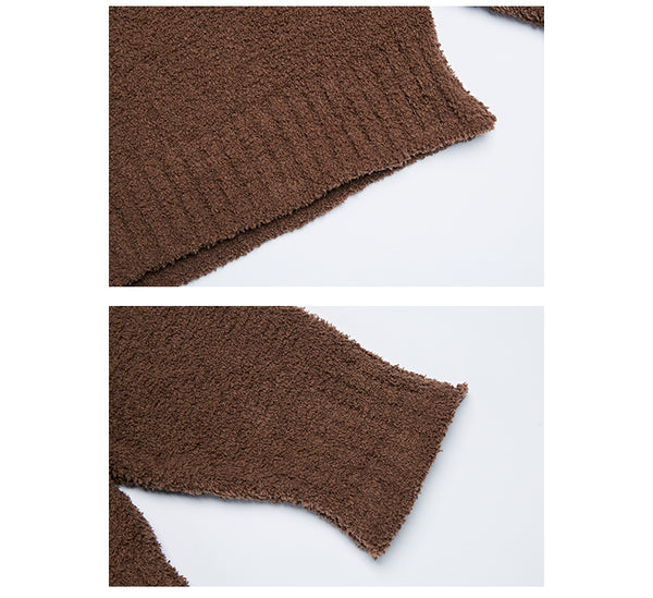 IRUMDROOM／High Neck Sweater／warm white／brown