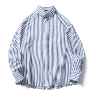 IRUMDROOM／Casual Striped Shirt／blue／light blue
