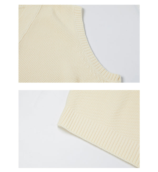 IRUMDROOM／V-neck Knit Vest／milky white