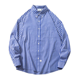IRUMDROOM／Casual Striped Shirt／blue／light blue