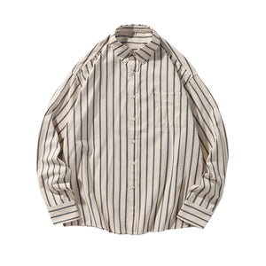 IRUMDROOM／Loose Striped Shirt／apricot／gray