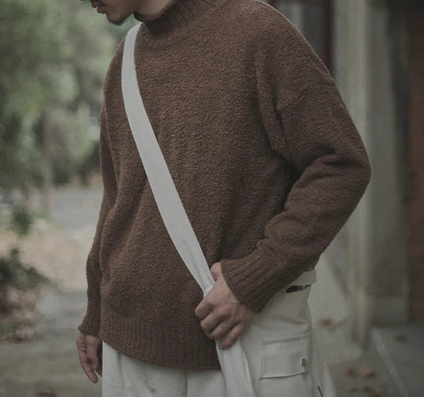 IRUMDROOM／High Neck Sweater／warm white／brown